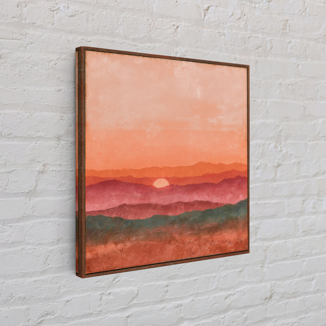 Dreamy Desert Sunset Framed Canvas Print, Above Bed Art, Modern Decor, Bedroom Decor, Fine Art, Serenity, Digital Prints, ABA-1x1-79