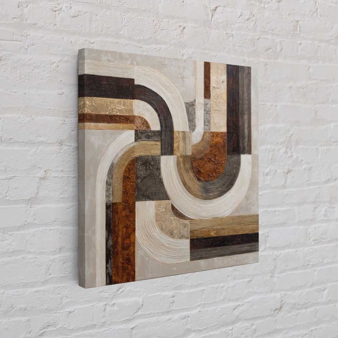Warm Taupe Abstract Waves Canvas Print, Above Bed Art, Statement Artwork, Bedroom Decor, Abstract Art, Serenity, ABA-1x1-87
