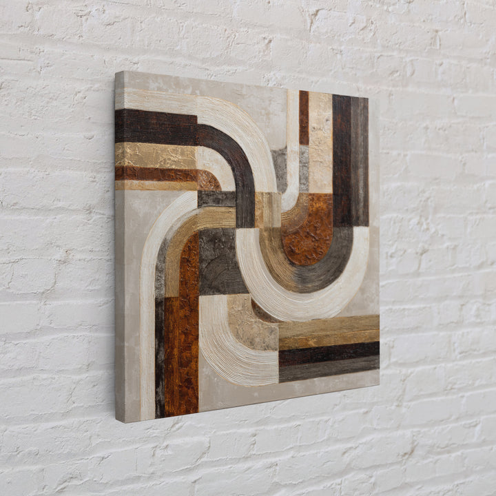 Warm Taupe Abstract Waves Canvas Print, Above Bed Art, Statement Artwork, Bedroom Decor, Abstract Art, Serenity, ABA-1x1-87