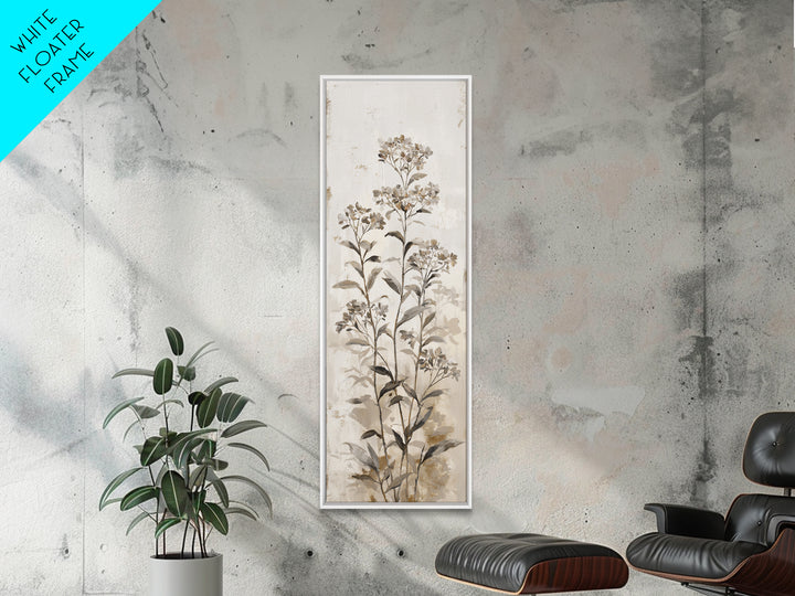Tonal Botanical Shadows on Plaster Surface Canvas Print, Above Bed Art, Digital Print, Bedroom Decor, Fine Art, Serenity, ABA-1x3-11