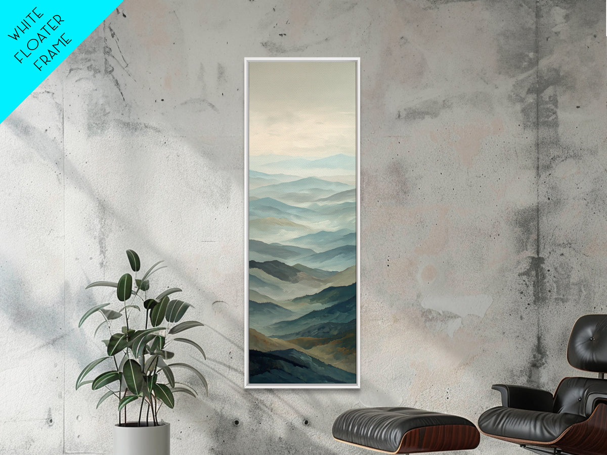Panoramic Misty Mountain Landscape Canvas Print, Above Bed Art, Fine Art Print, Bedroom Decor, Oil Painting, Serenity, ABA-1x3-13