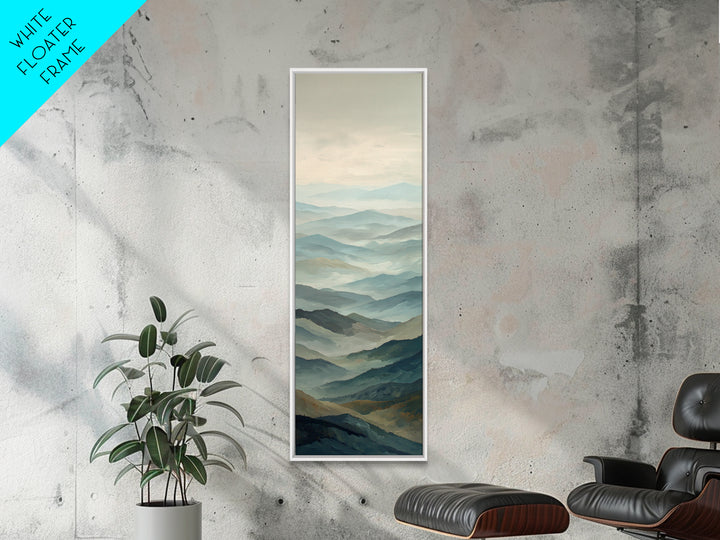 Panoramic Misty Mountain Landscape Canvas Print, Above Bed Art, Fine Art Print, Bedroom Decor, Oil Painting, Serenity, ABA-1x3-13