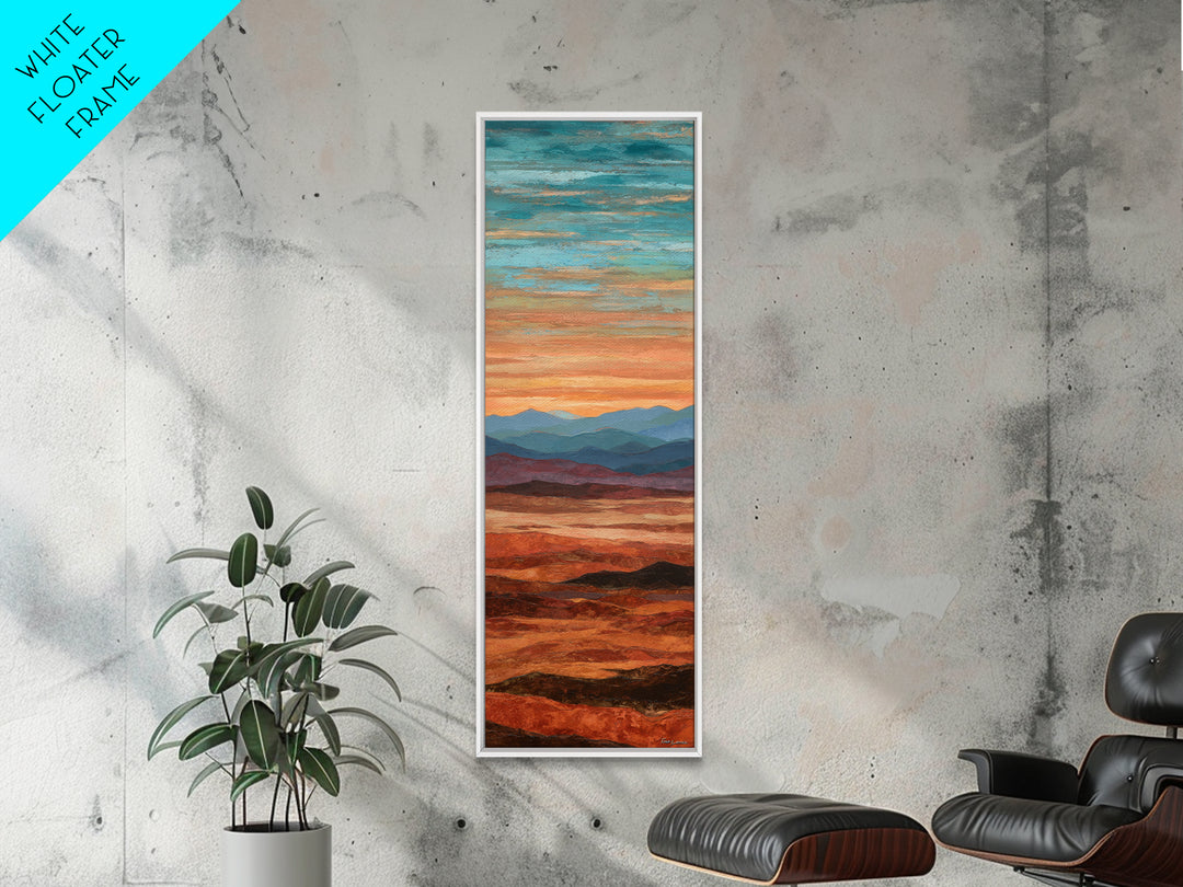 Dreamy Desert Sunset Framed Canvas Print, Above Bed Art, Digital Prints, Bedroom Decor, Oil Painting, Serenity, Printable Art, ABA-1x3-19
