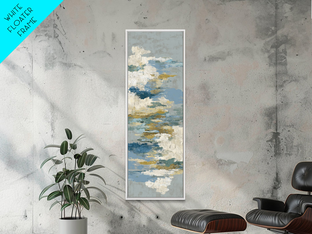 Japandi Ink Shapes Framed Canvas Print, Above Bed Art, Western Decor, Bedroom Decor, Abstract Art, Serenity, ABA-1x3-30