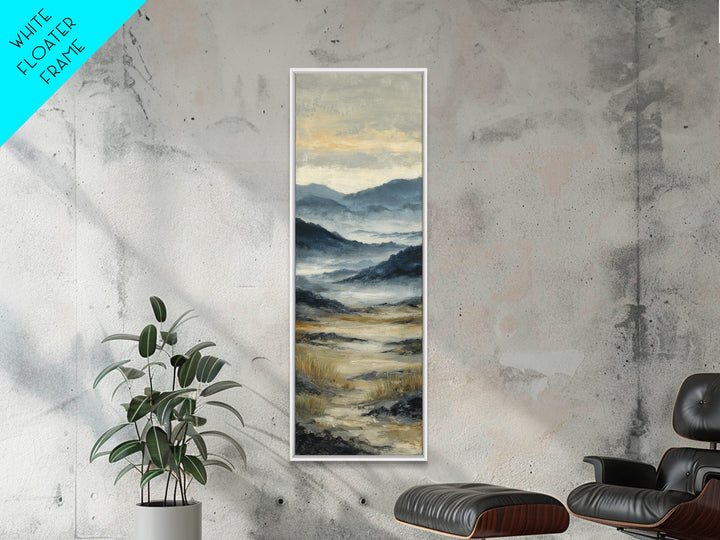 Panoramic Misty Mountain Landscape Canvas Print, Above Bed Art, Fine Art Print, Bedroom Decor, Oil Painting, Serenity, ABA-1x3-37