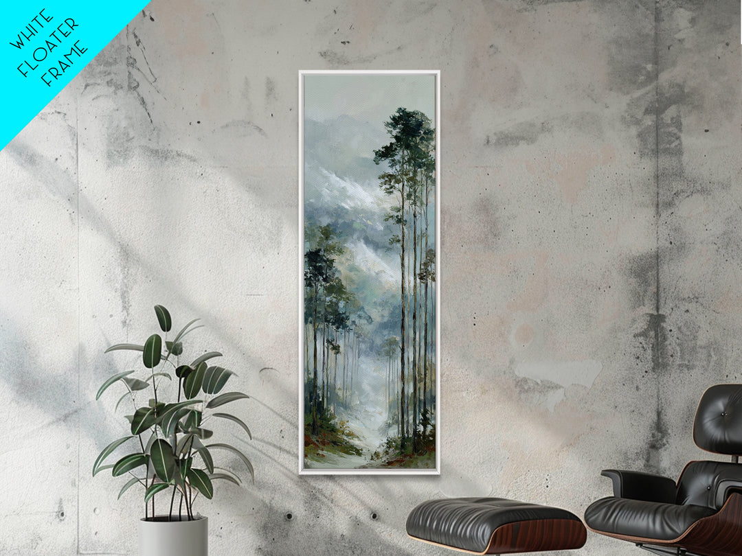 Quiet Forest Ridge Softened by Fog Framed Canvas Print, Above Bed Art, Bedroom Wall Decor, Bedroom Decor, Fine Art, Serenity, ABA-1x3-50
