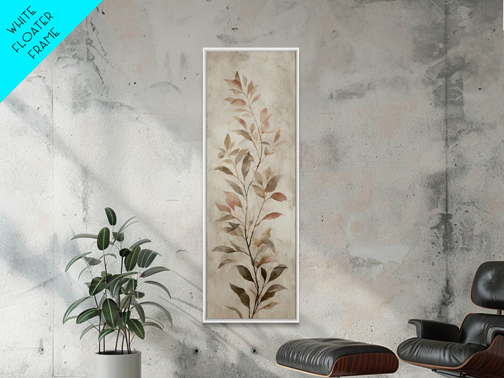 Tonal Botanical Shadows on Plaster Surface Canvas Print, Above Bed Art, Textured Wall Art, Bedroom Decor, Oil Painting, ABA-1x3-59