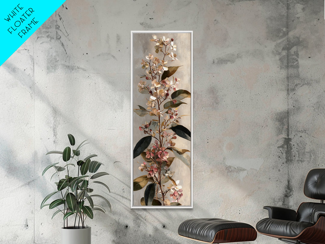 Soft Eucalyptus Branches Arranged Symmetrically Canvas Print, Above Bed Art, Neutral Decor, Bedroom Decor, Serenity, ABA-1x3-66