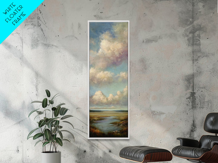 Tranquil Cloudscape with Blush Undertones Canvas Print, Above Bed Art, Japanese Wall Art, Bedroom Decor, Fine Art, Serenity, ABA-1x3-89