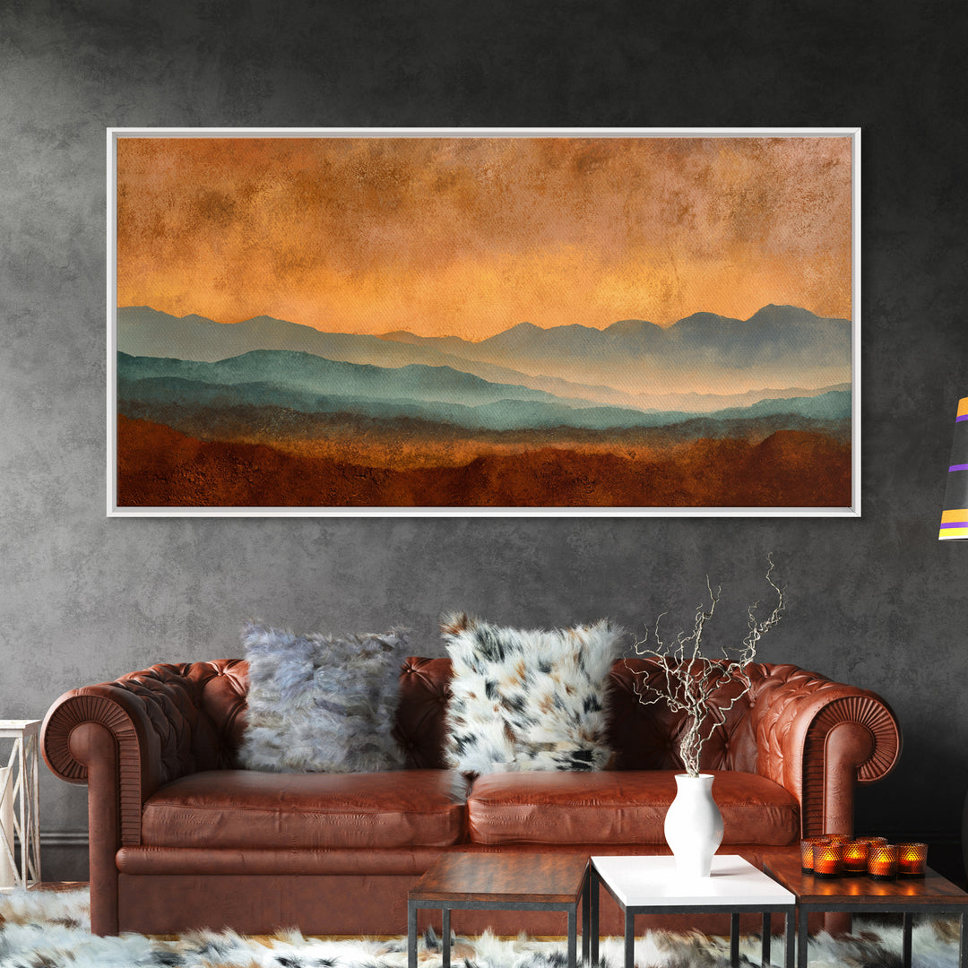Dreamy Desert Sunset Framed Canvas Print, Above Bed Art, Modern Decor, Bedroom Decor, Fine Art, Serenity, Digital Prints, ABA-2x1-27