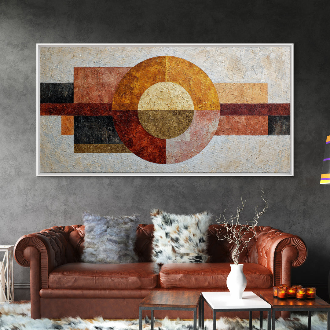 Abstract Sunrise Geometry Framed Canvas Print, Above Bed Art, Wall Decor, Bedroom Decor, Fine Art, Serenity, Apartment Decor, ABA-2x1-40