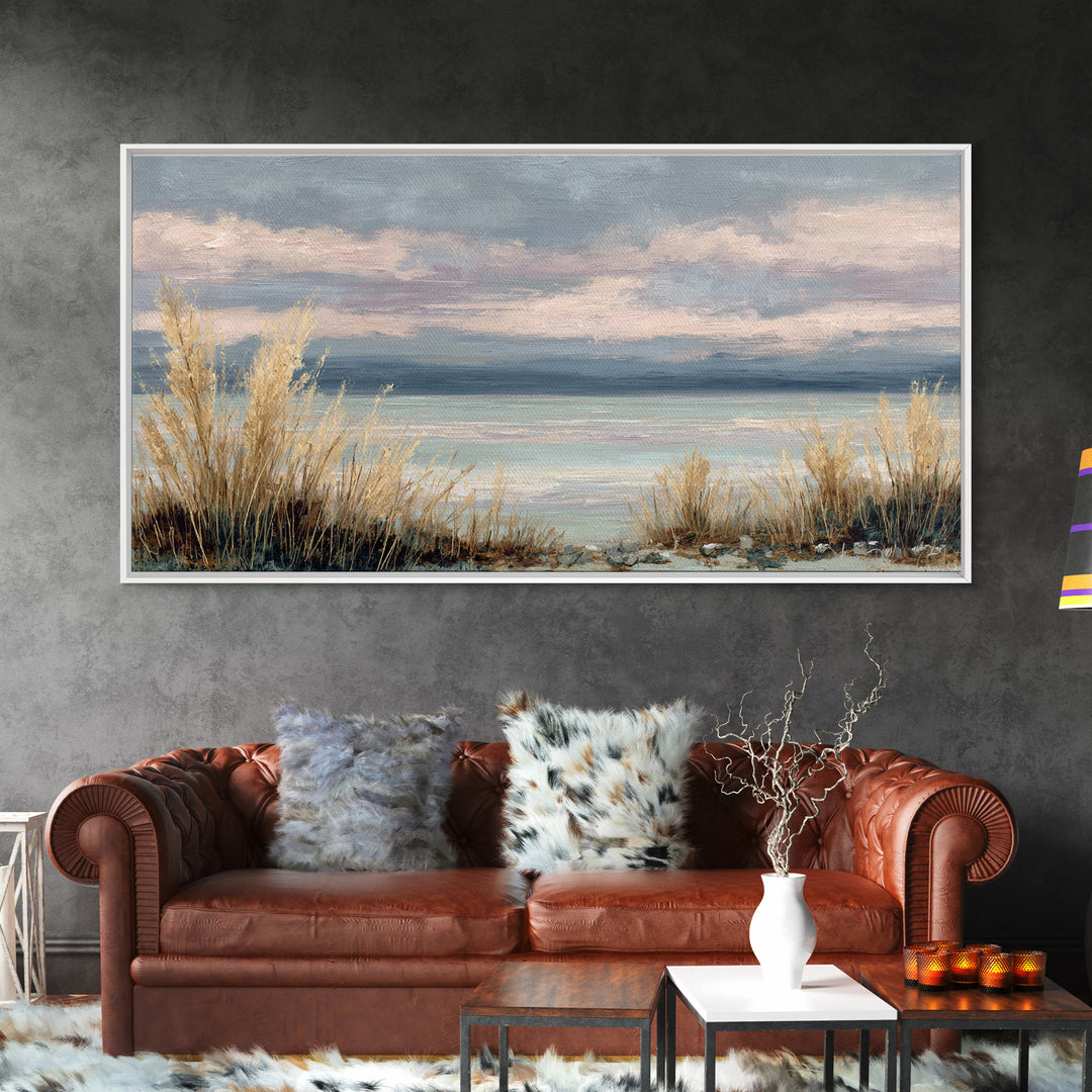 Tranquil Cloudscape with Blush Undertones Canvas Print, Above Bed Art, Dorm Decor, Bedroom Decor, Fine Art, Serenity, ABA-2x1-49