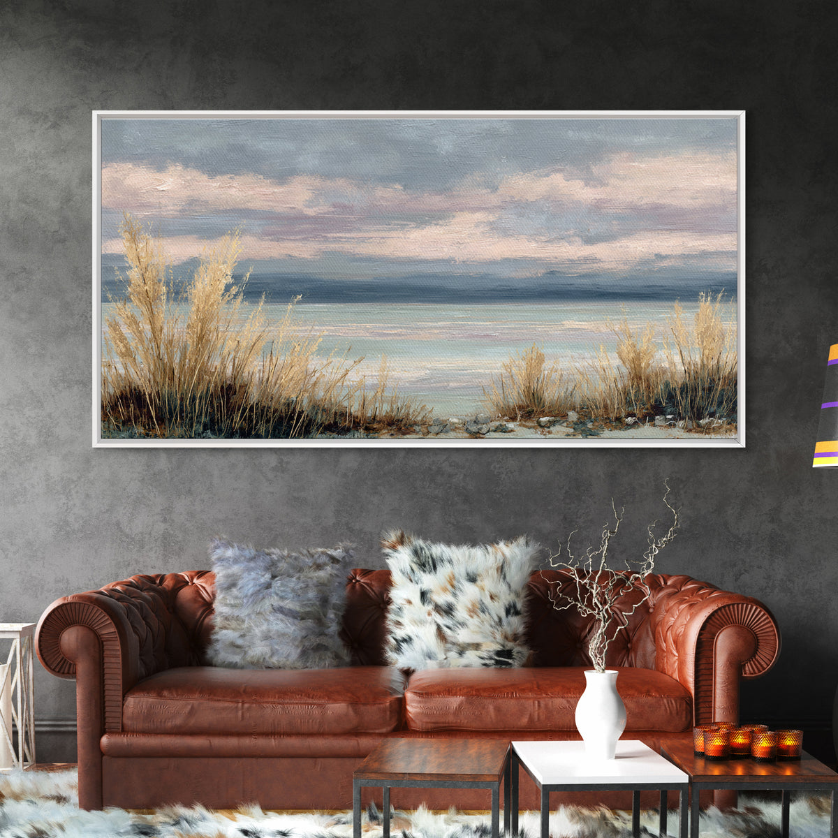 Tranquil Cloudscape with Blush Undertones Canvas Print, Above Bed Art, Dorm Decor, Bedroom Decor, Fine Art, Serenity, ABA-2x1-49