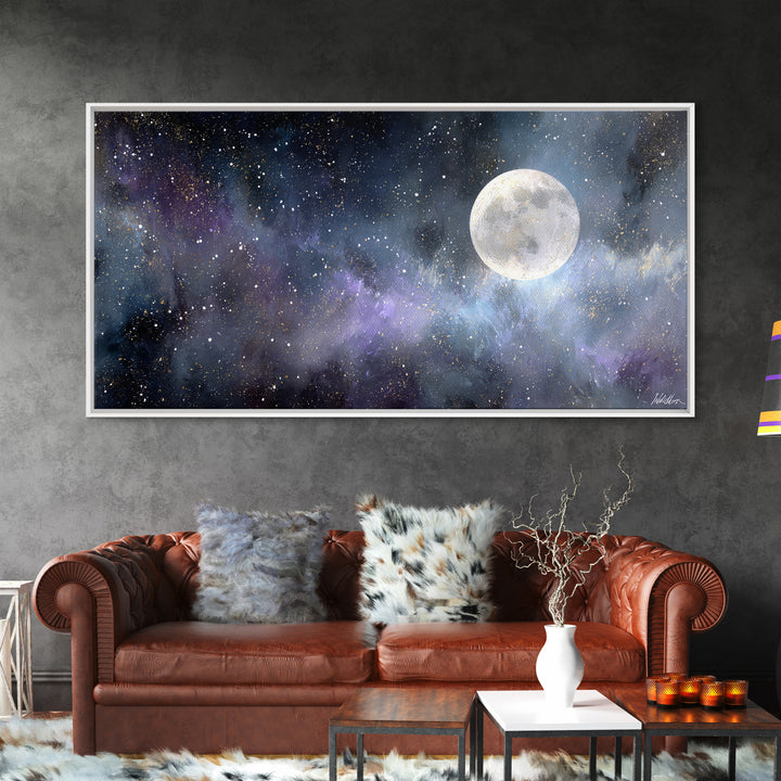 Subtle Celestial Scene Canvas Print, Above Bed Art, Digital Art, Bedroom Decor, Fine Art, Serenity, Living Room Decor, ABA-2x1-57
