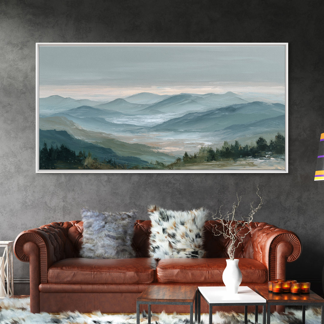 Soft Alpine Horizon Canvas Print, Above Bed Art, Large Wall Art, Bedroom Decor, Fine Art, Serenity, Japanese Wall Art, ABA-2x1-68