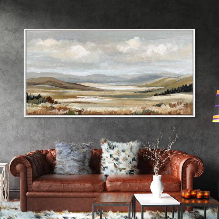 Soft Romantic Landscape Framed Canvas Print, Above Bed Art, Canvas Wall Art, Bedroom Decor, Fine Art, Serenity, Boho Wall Decor, ABA-2x1-85