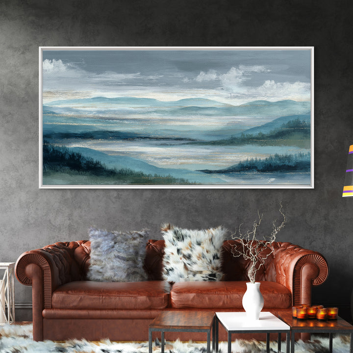 Soft Alpine Horizon Framed Canvas Print, Above Bed Art, Apartment Decor, Bedroom Decor, Fine Art, Serenity, Photography Prints, ABA-2x1-92