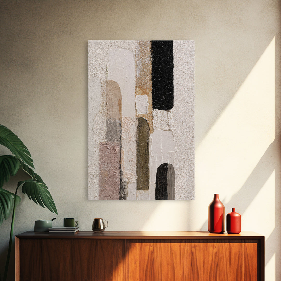 Neutral Abstract Arches Framed Canvas Print, Above Bed Art, Minimalist Decor, Bedroom Decor, Serenity, Textured Wall Art, ABA-2x3-12