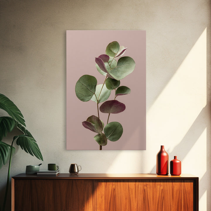 Soft Eucalyptus Branches Arranged Symmetrically Canvas Print, Above Bed Art, Art Print, Bedroom Decor, Watercolor Art, Serenity, ABA-2x3-14