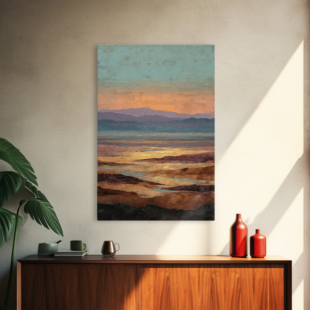 Dreamy Desert Sunset Canvas Print, Above Bed Art, Home Decor, Bedroom Decor, Oil Painting, Serenity, Contemporary Art, ABA-2x3-15