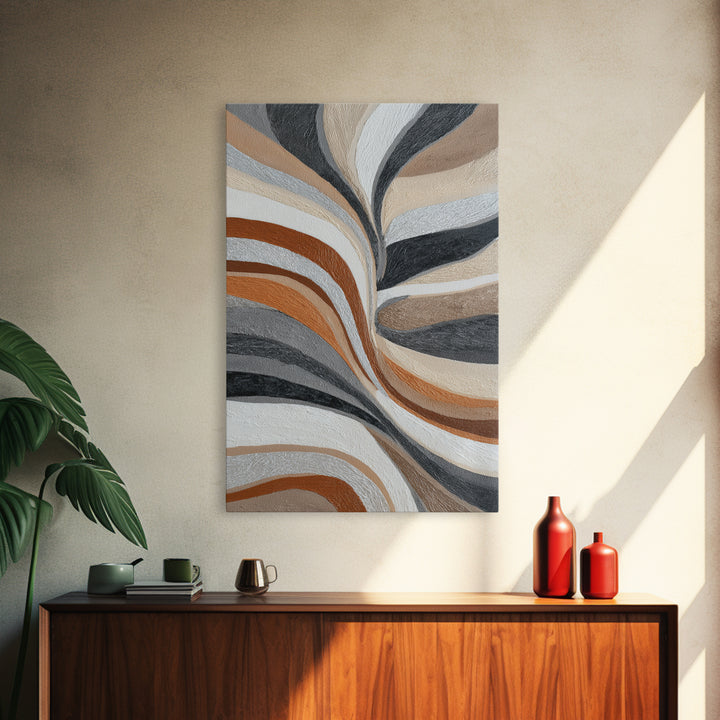 Warm Taupe Abstract Waves Canvas Print, Above Bed Art, Art Print, Bedroom Decor, Abstract Art, Serenity, Dorm Decor, ABA-2x3-23