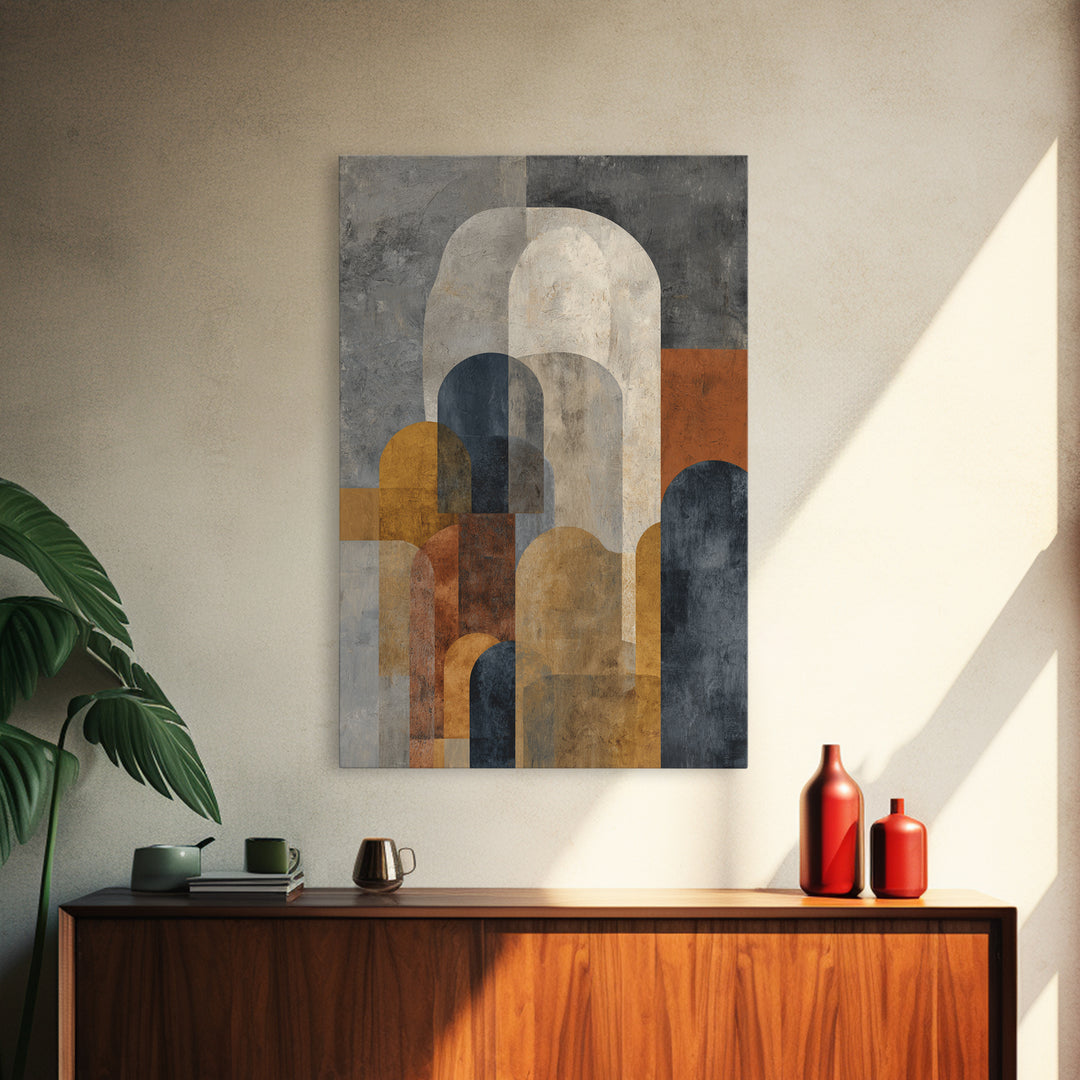 Neutral Abstract Arches Framed Canvas Print, Above Bed Art, Sage Green Wall Art, Bedroom Decor, Abstract Art, Serenity, ABA-2x3-36