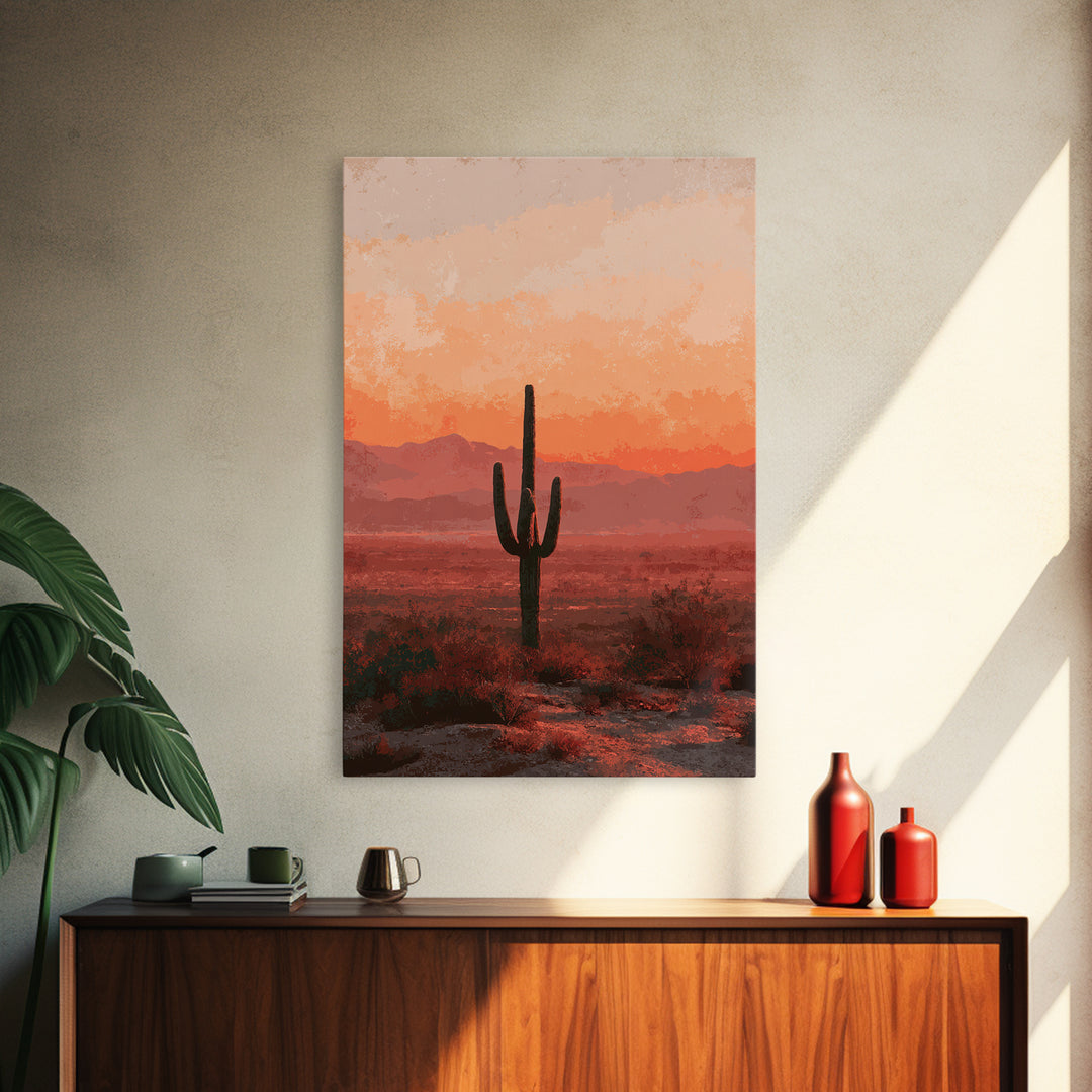 Dreamy Desert Sunset Canvas Print, Above Bed Art, Minimalist Decor, Bedroom Decor, Fine Art, Serenity, Textured Wall Art, ABA-2x3-39