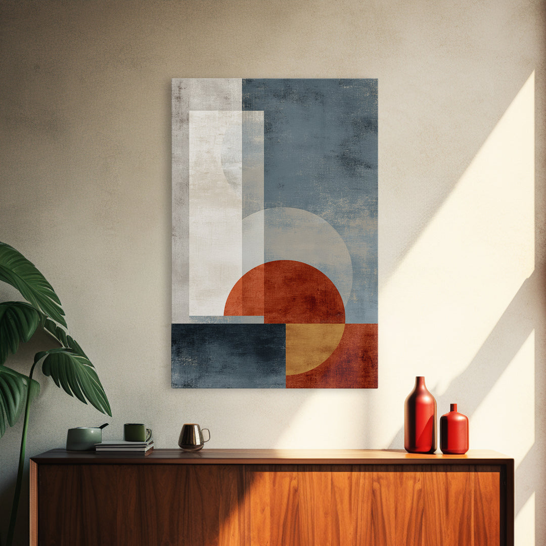 Abstract Sunrise Geometry Framed Canvas Print, Above Bed Art, Fine Art Print, Bedroom Decor, Abstract Art, Serenity, ABA-2x3-4