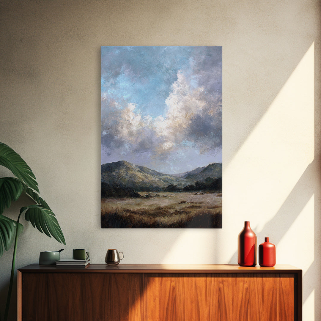Soft Romantic Landscape Canvas Print, Above Bed Art, Mid Century Modern, Bedroom Decor, Fine Art, Serenity, Horizontal Wall Art, ABA-2x3-49