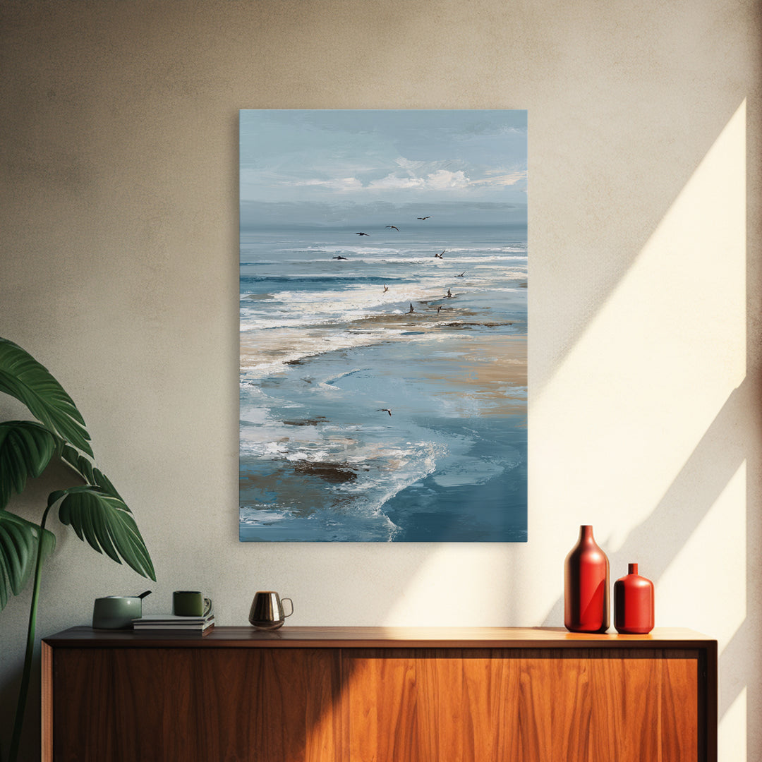 Serene Ocean Tide Seen from Above Canvas Print, Above Bed Art, Wall Decor, Bedroom Decor, Fine Art, Serenity, Apartment Decor, ABA-2x3-5
