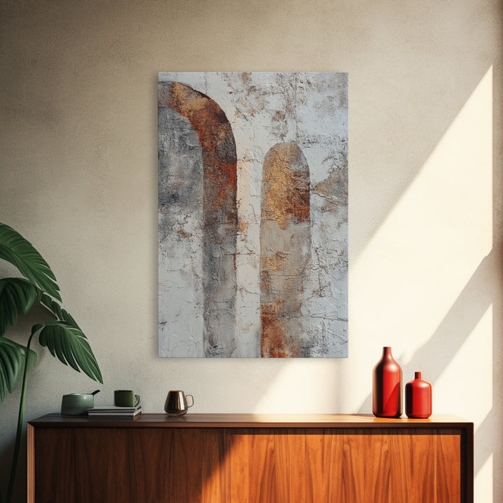 Neutral Abstract Arches Framed Canvas Print, Above Bed Art, Wall Art, Bedroom Decor, Abstract Art, Serenity, Digital Print, ABA-2x3-60
