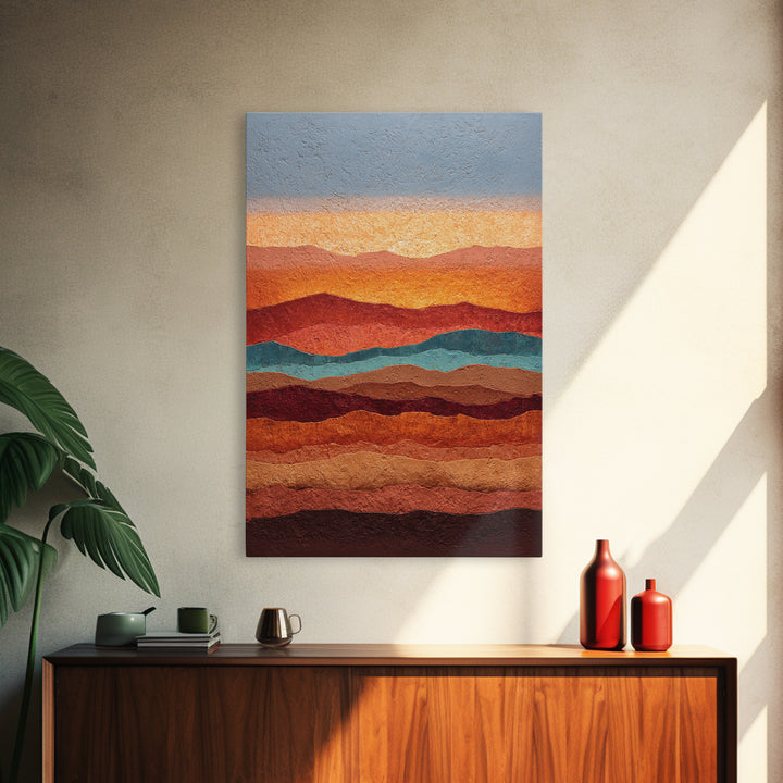 Dreamy Desert Sunset Framed Canvas Print, Above Bed Art, Printable Wall Art, Bedroom Decor, Watercolor Art, Serenity, ABA-2x3-63