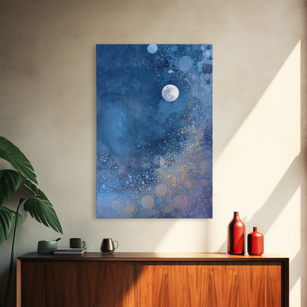Subtle Celestial Scene Framed Canvas Print, Above Bed Art, Bedroom Decor, Fine Art, Serenity, Boho Decor, Western Decor, ABA-2x3-69