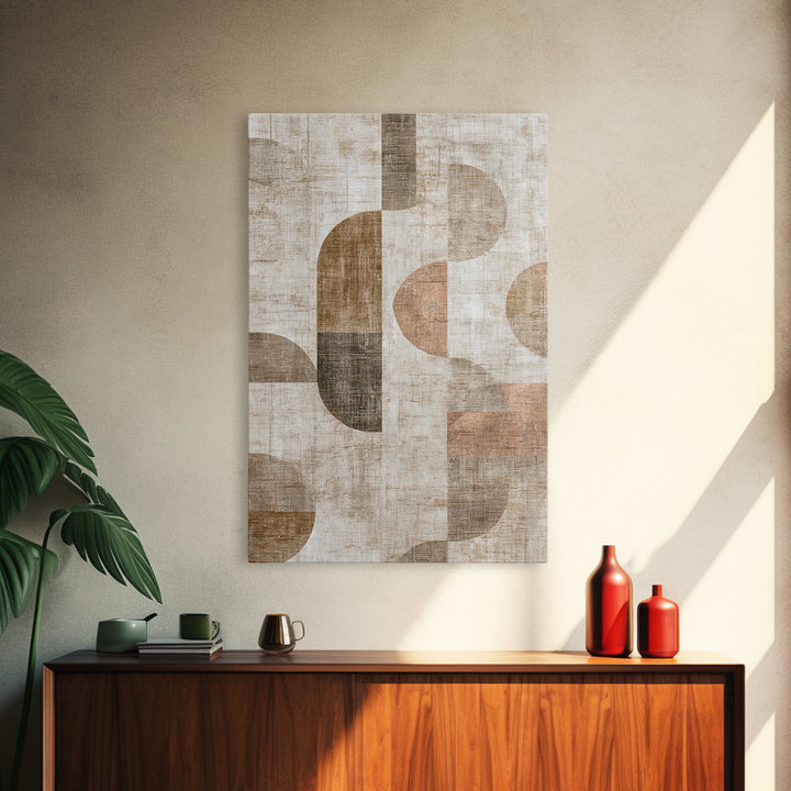 Warm Taupe Abstract Waves Canvas Print, Above Bed Art, Mid Century Modern, Bedroom Decor, Serenity, Horizontal Wall Art, ABA-2x3-71