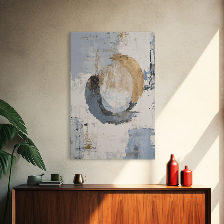 Japandi Ink Shapes Framed Canvas Print, Above Bed Art, Digital Art, Bedroom Decor, Abstract Art, Serenity, Living Room Decor, ABA-2x3-74