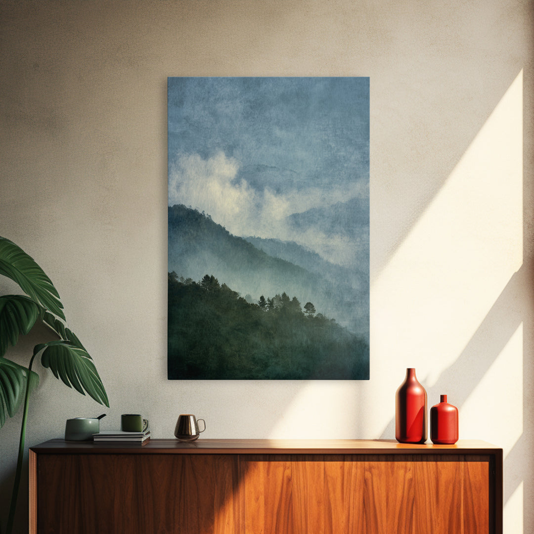 Soft Alpine Horizon Framed Canvas Print, Above Bed Art, Contemporary Art, Bedroom Decor, Fine Art, Serenity, Textured Wall Art, ABA-2x3-80