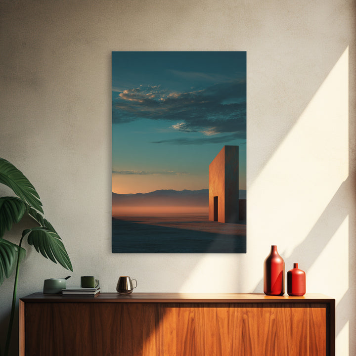 Dreamy Desert Sunset Framed Canvas Print, Above Bed Art, Living Room Decor, Bedroom Decor, Oil Painting, Serenity 487, ABA-2x3-87