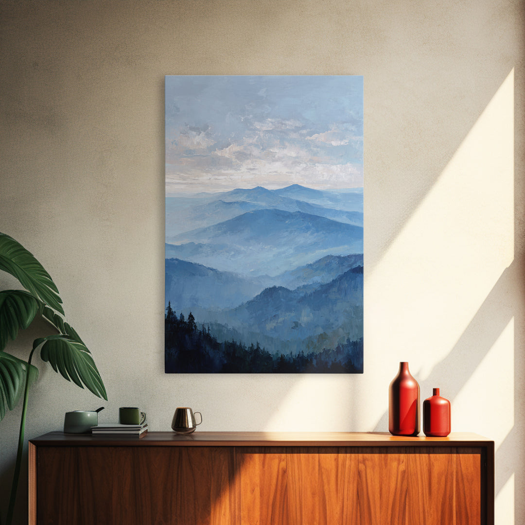 Panoramic Misty Mountain Landscape Canvas Print, Above Bed Art, Digital Prints, Bedroom Decor, Serenity, Printable Art, ABA-2x3-9