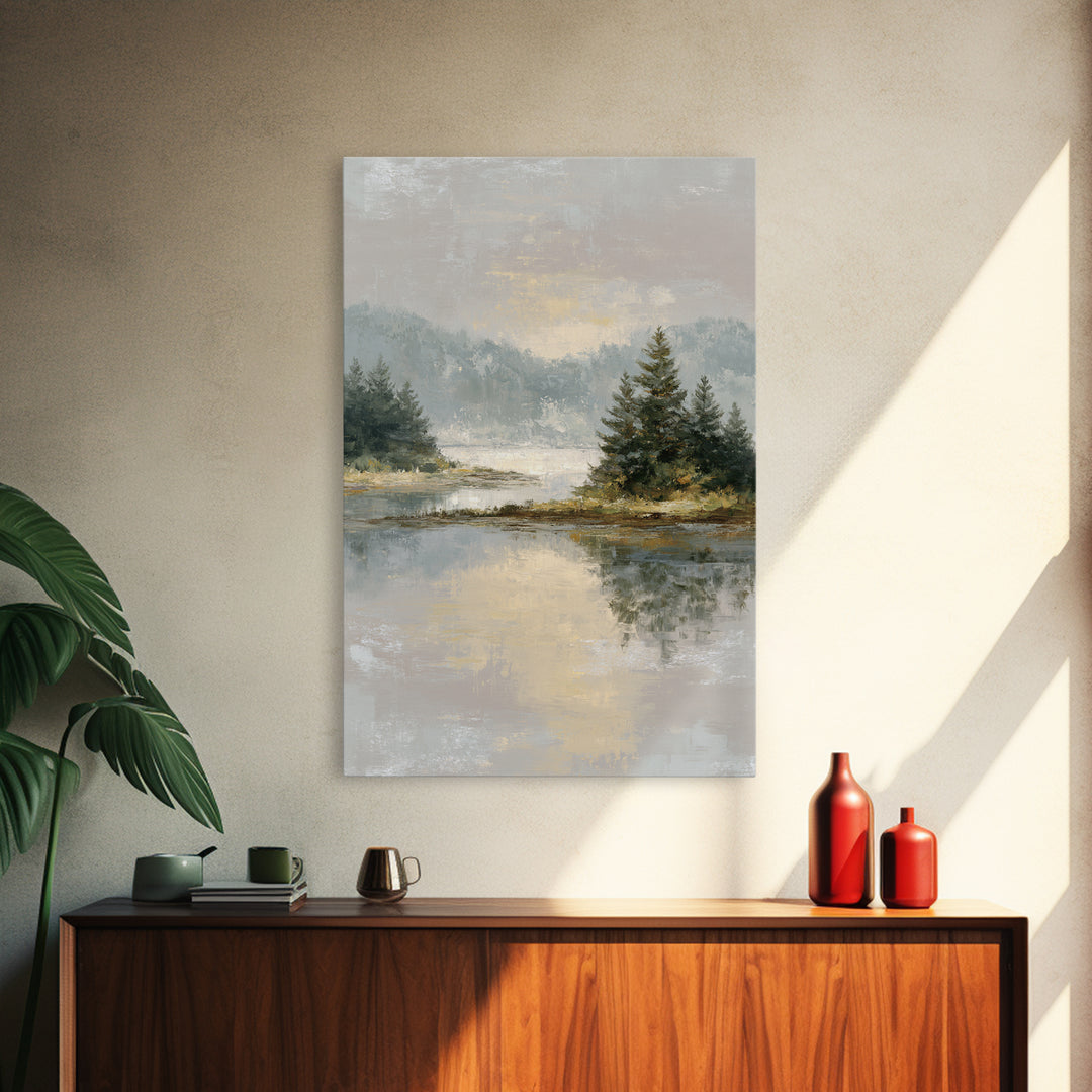 Calming Lake Reflection Canvas Print, Above Bed Art, Whimsical Decor, Bedroom Decor, Fine Art, Serenity, Bedroom Wall Decor, ABA-2x3-91