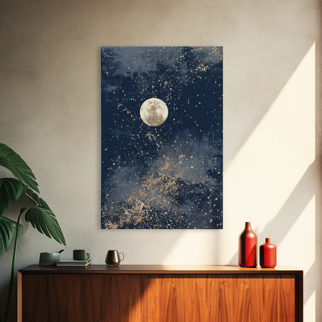 Subtle Celestial Scene Framed Canvas Print, Above Bed Art, Bedroom Decor, Fine Art, Serenity, Boho Decor, Western Decor, ABA-2x3-93