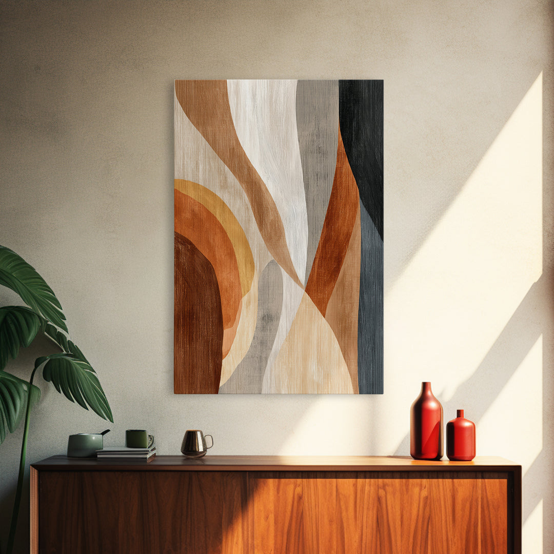 Warm Taupe Abstract Waves Canvas Print, Above Bed Art, Boho Wall Art, Bedroom Decor, Abstract Art, Serenity, Above Bed Decor, ABA-2x3-95