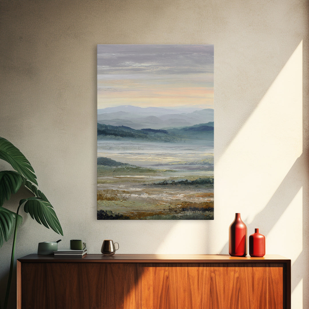 Soft Romantic Landscape Framed Canvas Print, Above Bed Art, Textured Wall Art, Bedroom Decor, Fine Art, Serenity, Western Decor, ABA-2x3-97