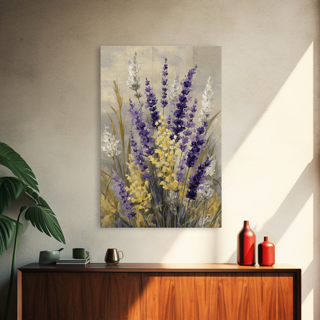 Oversized Lavender Field Canvas Print, Above Bed Art, Digital Print, Bedroom Decor, Fine Art, Serenity, Living Room Wall Art, ABA-2x3-99