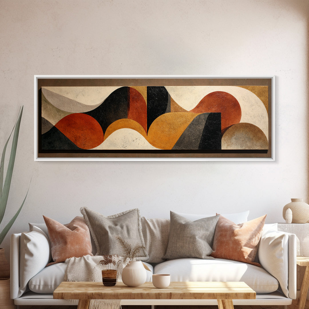 Abstract Sunrise Geometry Framed Canvas Print, Above Bed Art, Western Decor, Bedroom Decor, Abstract Art, Serenity, ABA-3x1-12