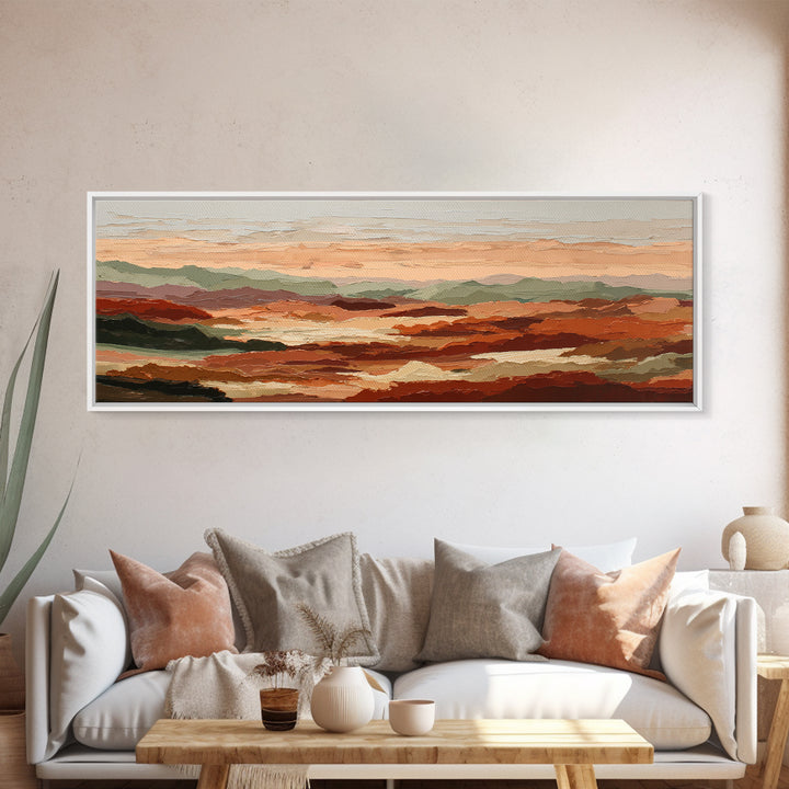 Dreamy Desert Sunset Framed Canvas Print, Above Bed Art, Statement Artwork, Bedroom Decor, Fine Art, Serenity, ABA-3x1-23