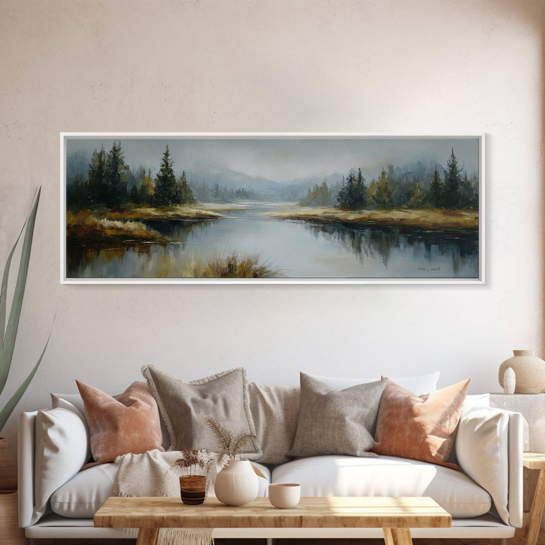 Calming Lake Reflection Canvas Print, Above Bed Art, Home Decor, Bedroom Decor, Fine Art, Serenity, Contemporary Art, ABA-3x1-3