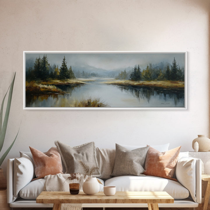 Calming Lake Reflection Canvas Print, Above Bed Art, Home Decor, Bedroom Decor, Fine Art, Serenity, Contemporary Art, ABA-3x1-3