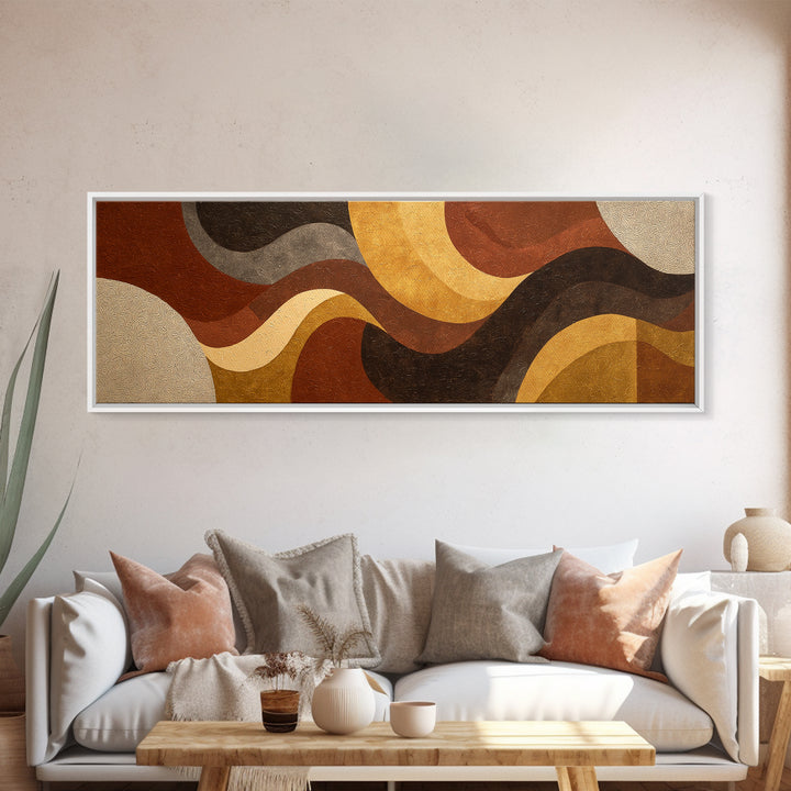 Warm Taupe Abstract Waves Canvas Print, Above Bed Art, Luxury Decor, Bedroom Decor, Fine Art, Serenity, Mid Century Modern, ABA-3x1-31