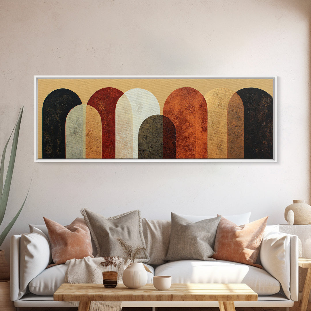 Neutral Abstract Arches Framed Canvas Print, Above Bed Art, Gallery Decor, Bedroom Decor, Abstract Art, Serenity, Wall Art, ABA-3x1-44