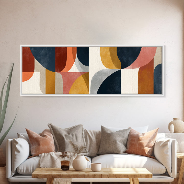 Abstract Sunrise Geometry Framed Canvas Print, Above Bed Art, Statement Artwork, Bedroom Decor, Fine Art, Serenity, ABA-3x1-60